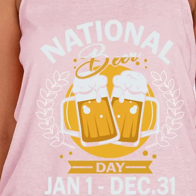 National Beer Day Jan 01 To Dec 31 Funny Gift Women's Knotted Racerback Tank