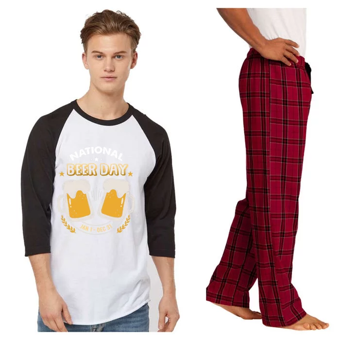 National Beer Day Jan 1st Gift Dec 31st All Year Happy Beer Day Gift Raglan Sleeve Pajama Set