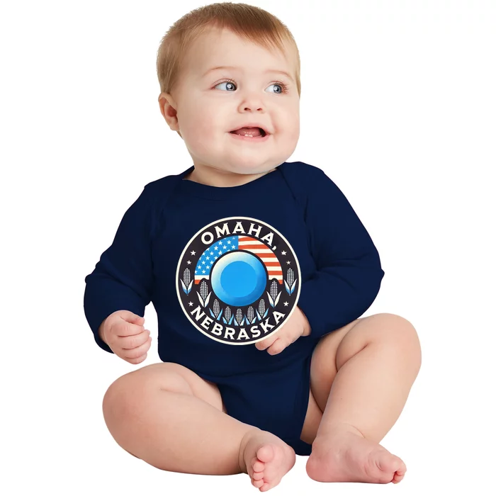 Nebraska Blue Dot Democratic 2nd District Omaha Kamala 2024 Gift Baby Long Sleeve Bodysuit