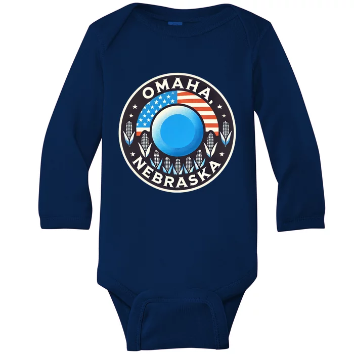 Nebraska Blue Dot Democratic 2nd District Omaha Kamala 2024 Gift Baby Long Sleeve Bodysuit