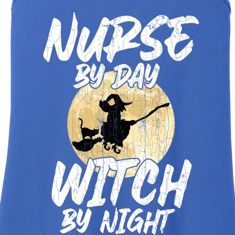 Nurse By Day Witch By Night Funny Halloween Pumpkin Graphic Meaningful Gift Ladies Essential Tank