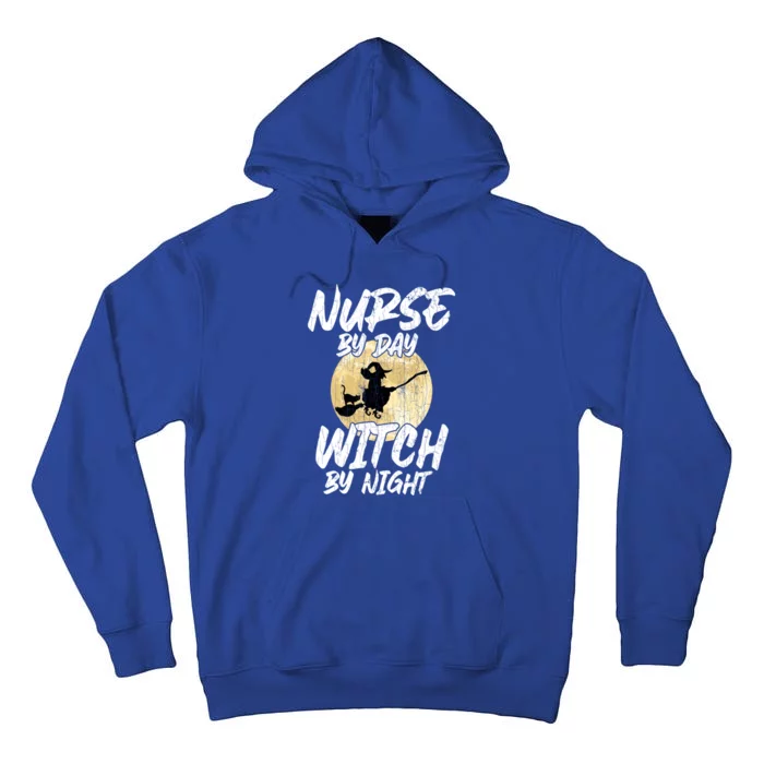 Nurse By Day Witch By Night Funny Halloween Pumpkin Graphic Meaningful Gift Tall Hoodie