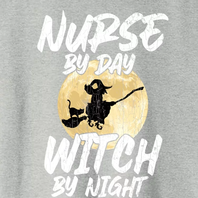 Nurse By Day Witch By Night Funny Halloween Pumpkin Graphic Meaningful Gift Women's Crop Top Tee