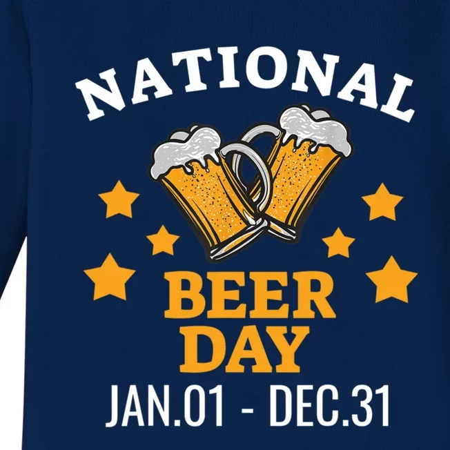 National Beer Day January 1st To December 31st Ing Gift Baby Long Sleeve Bodysuit