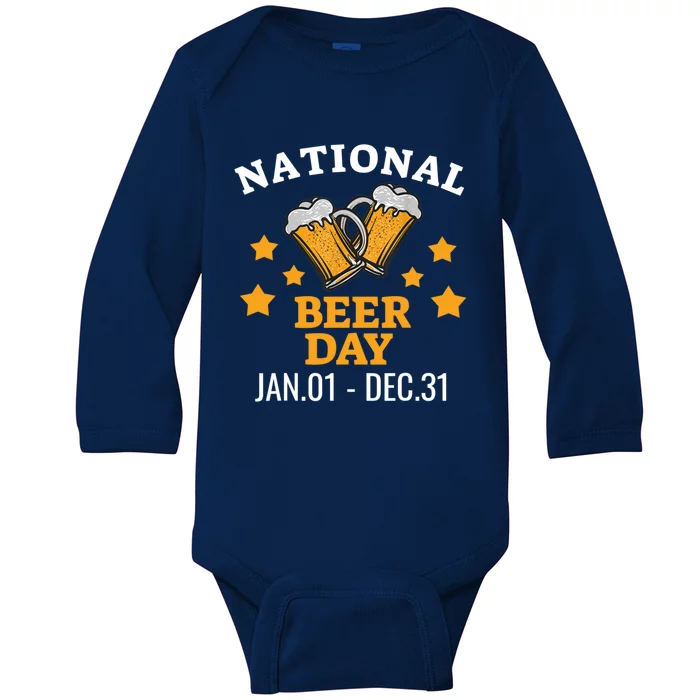 National Beer Day January 1st To December 31st Ing Gift Baby Long Sleeve Bodysuit