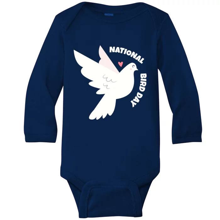 National Bird Day Gift Bird Lover Birder Funny Gift Baby Long Sleeve Bodysuit