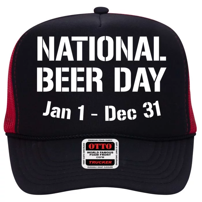 National Beer Day January To December Gift High Crown Mesh Trucker Hat