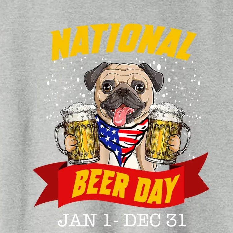 National Beer Day Pug Funny For Pud Dog Lovers Cool Gift Women's Crop Top Tee