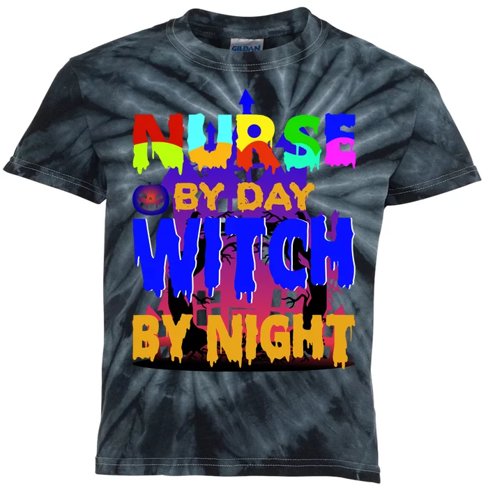 Nurse By Day Witch By Night Kids Tie-Dye T-Shirt