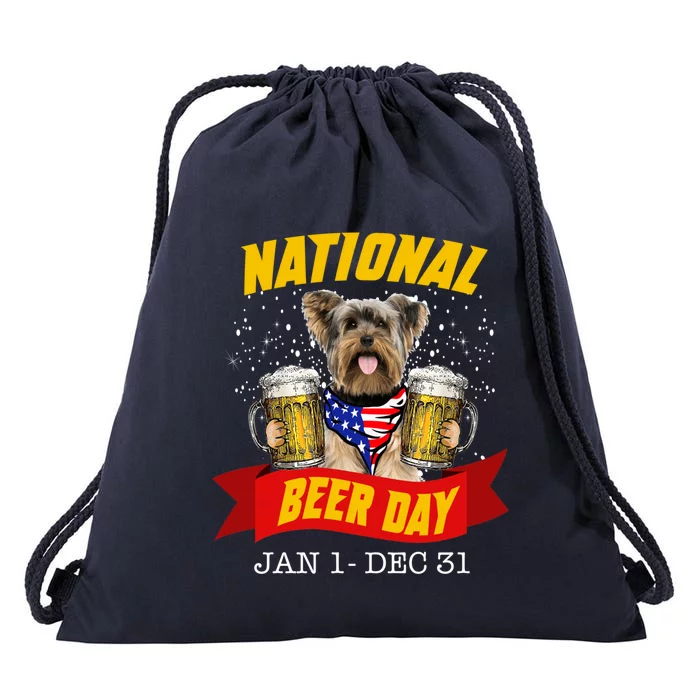 National Beer Day Yorkshire Funny For Yorkshire Dog Lovers Gift Drawstring Bag