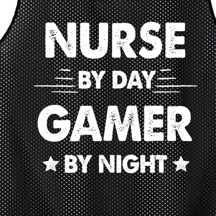 Nurse By Day Gamer By Night Mesh Reversible Basketball Jersey Tank