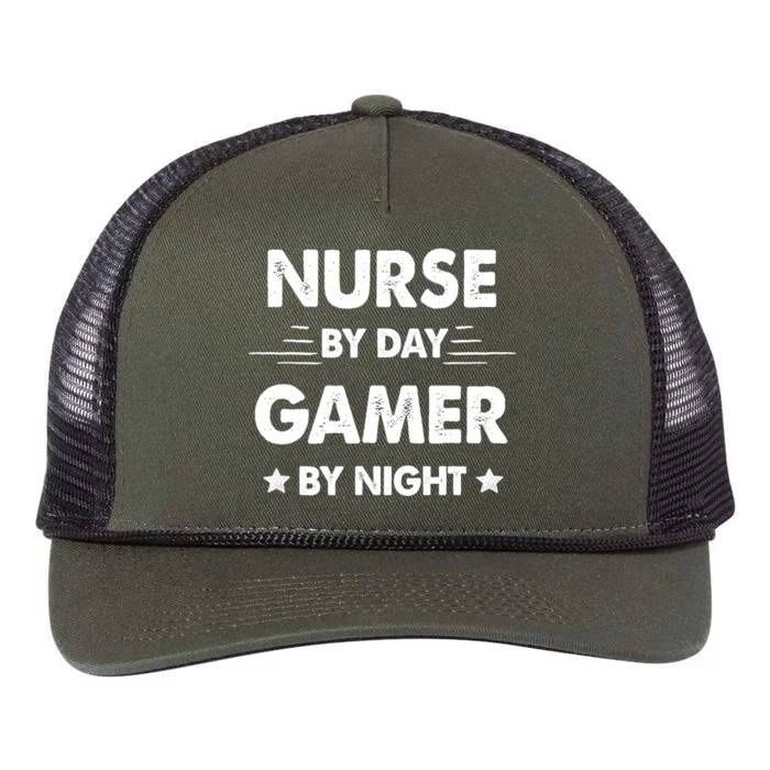 Nurse By Day Gamer By Night Retro Rope Trucker Hat Cap