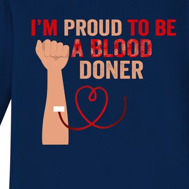 National Blood Donor Month I'm Proud To Be A Blood Donor Great Gift Baby Long Sleeve Bodysuit