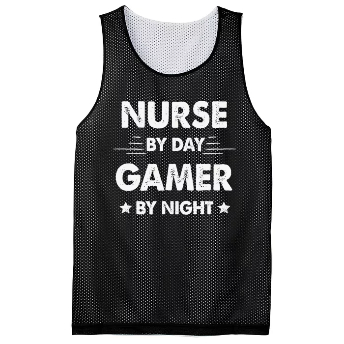 Nurse By Day Gamer By Night Mesh Reversible Basketball Jersey Tank