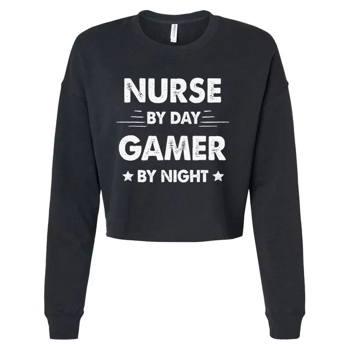 Nurse By Day Gamer By Night Cropped Pullover Crew