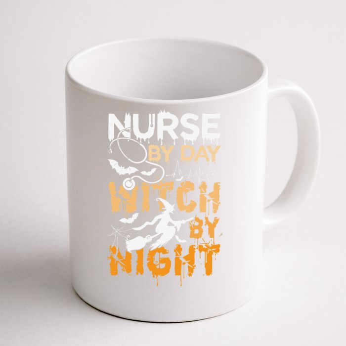 Nurse By Day Witch By Night Funny Halloween Front & Back Coffee Mug