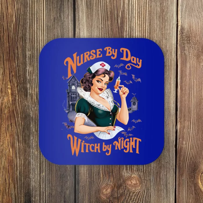 Nurse By Day Witch By Night Funny Halloween Cute Gift Coaster