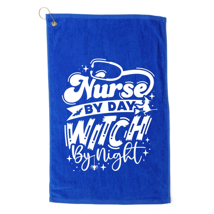 Nurse By Day Witch By Night Halloween Funny Gift Platinum Collection Golf Towel