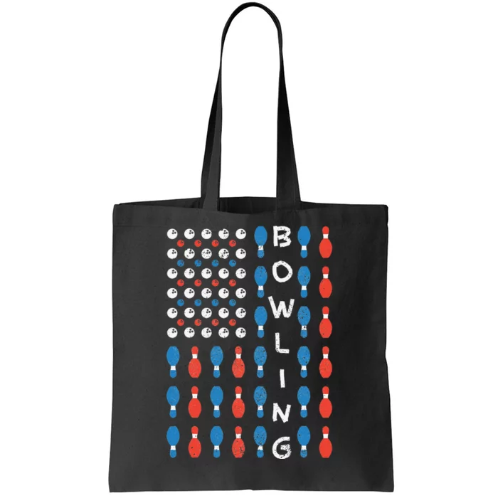 National Bowling Day American Flag Bowling Bowler Team Tote Bag