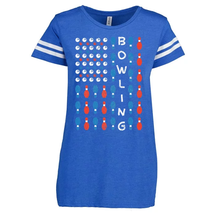 National Bowling Day American Flag Bowling Bowler Team Enza Ladies Jersey Football T-Shirt