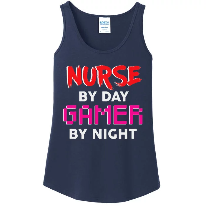 Nurse By Day Gamer By Night, Gaming Nurses Ladies Essential Tank