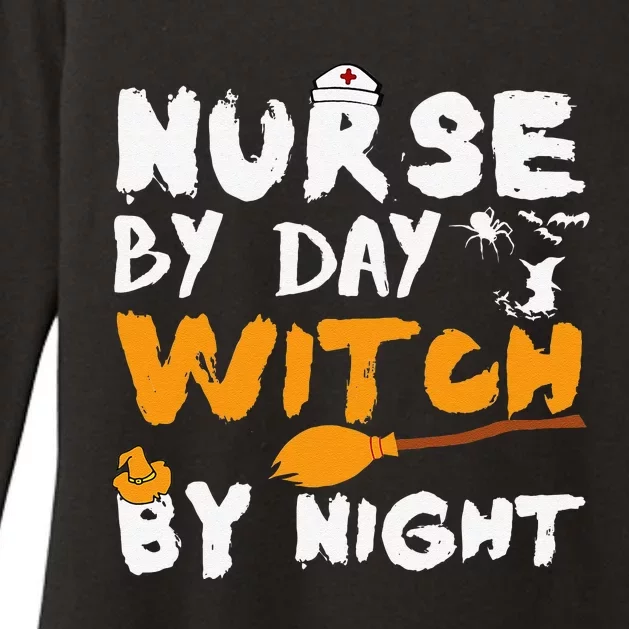 Nurse By Day Witch By Night Funny Halloween Nurses Womens CVC Long Sleeve Shirt