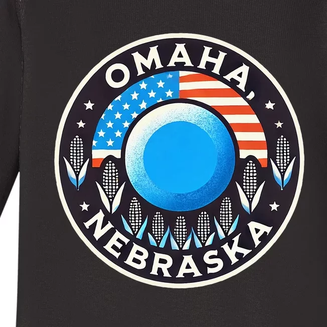 Nebraska Blue Dot Democratic 2nd District Omaha Kamala 2024 Baby Long Sleeve Bodysuit