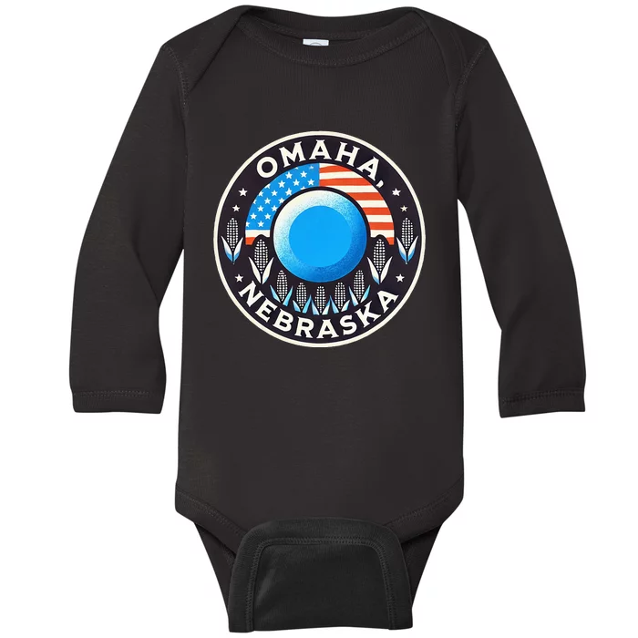 Nebraska Blue Dot Democratic 2nd District Omaha Kamala 2024 Baby Long Sleeve Bodysuit