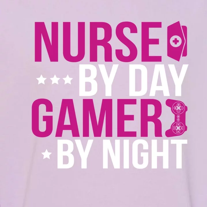 Nurse By Day Gamer By Night Funny Nursing Student Gift Garment-Dyed Sweatshirt