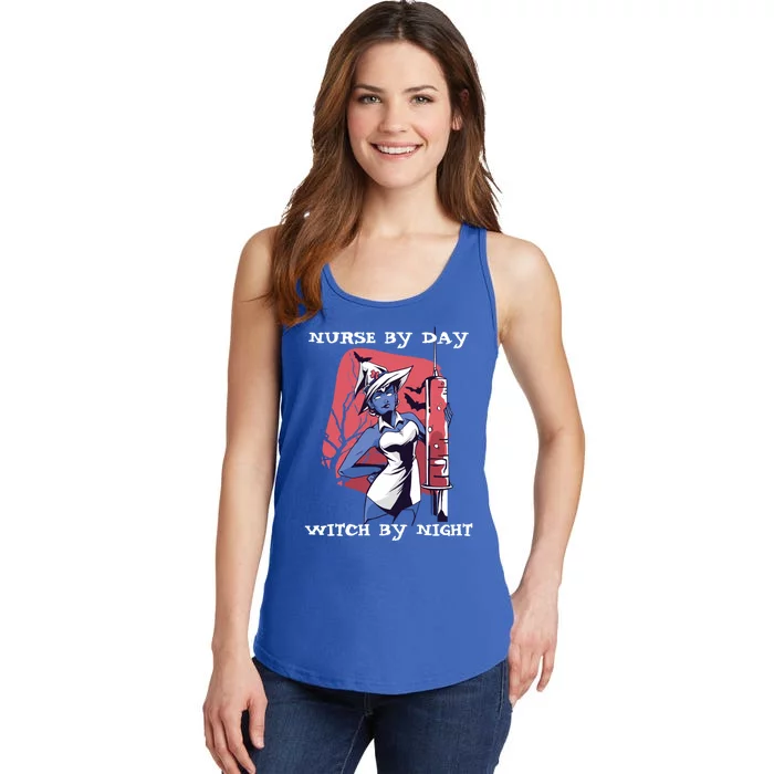 Nurse By Day Witch By Night Rn Nursing Student Halloween Gift Ladies Essential Tank