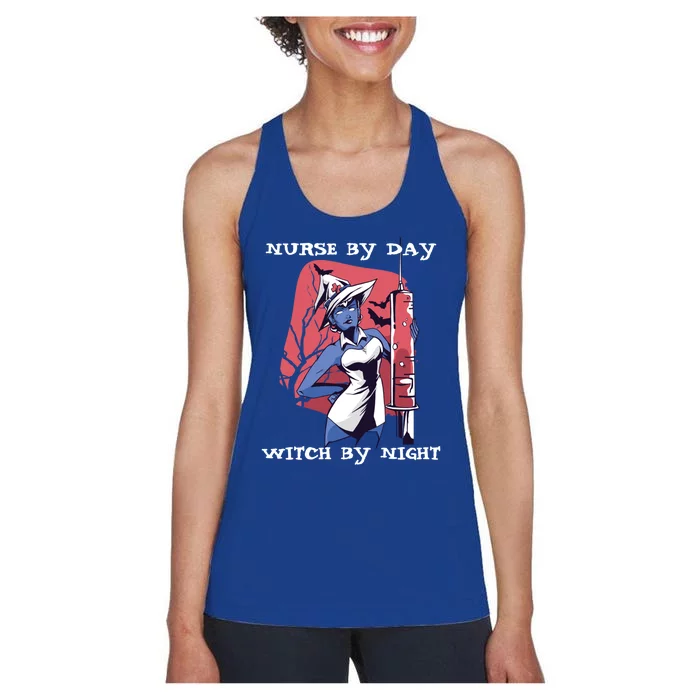 Nurse By Day Witch By Night Rn Nursing Student Halloween Gift Women's Racerback Tank