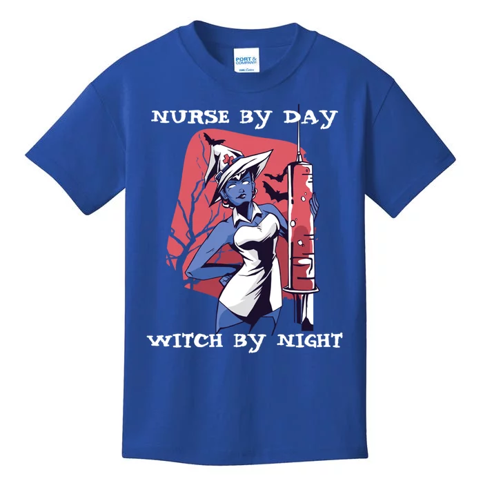 Nurse By Day Witch By Night Rn Nursing Student Halloween Gift Kids T-Shirt