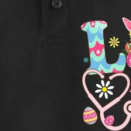 Nurse Bunny Easter Day Love Stethoscope Scrub Dry Zone Grid Performance Polo