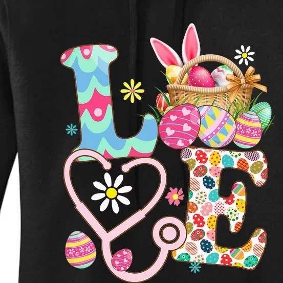 Nurse Bunny Easter Day Love Stethoscope Scrub Women's Pullover Hoodie