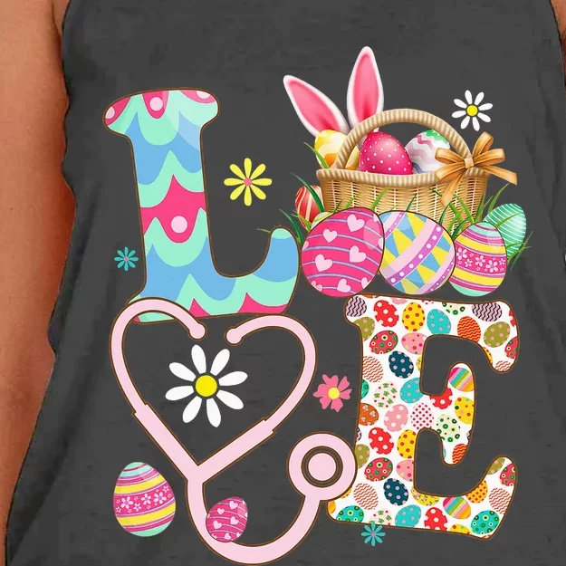 Nurse Bunny Easter Day Love Stethoscope Scrub Women's Knotted Racerback Tank