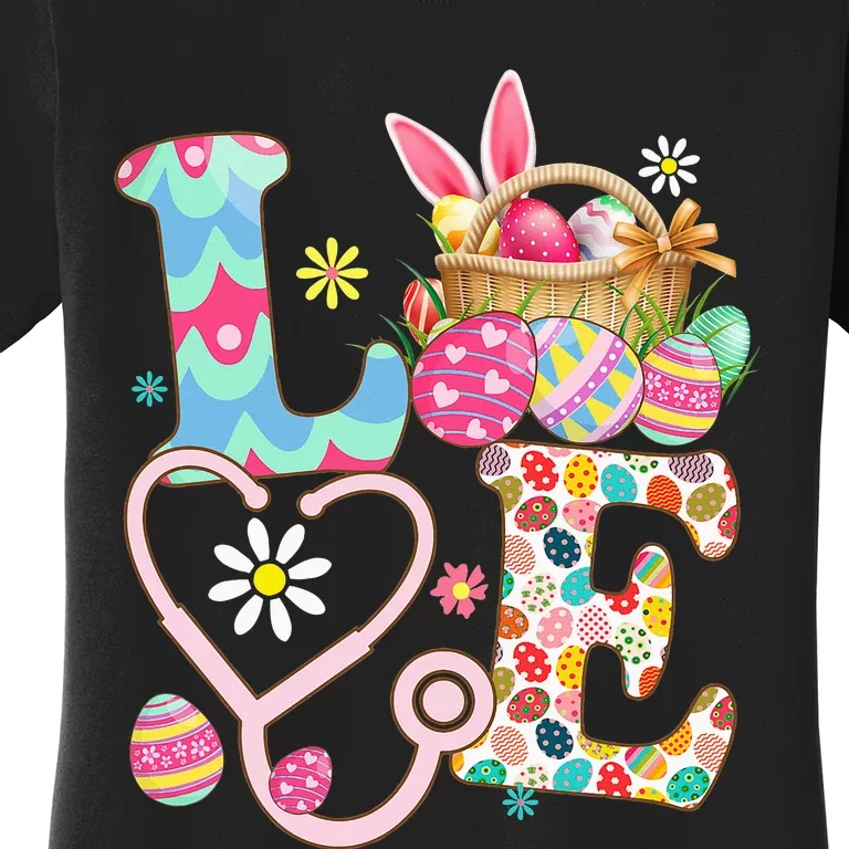 Nurse Bunny Easter Day Love Stethoscope Scrub Women's T-Shirt