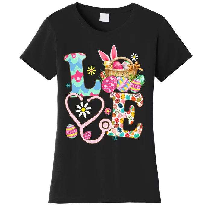 Nurse Bunny Easter Day Love Stethoscope Scrub Women's T-Shirt