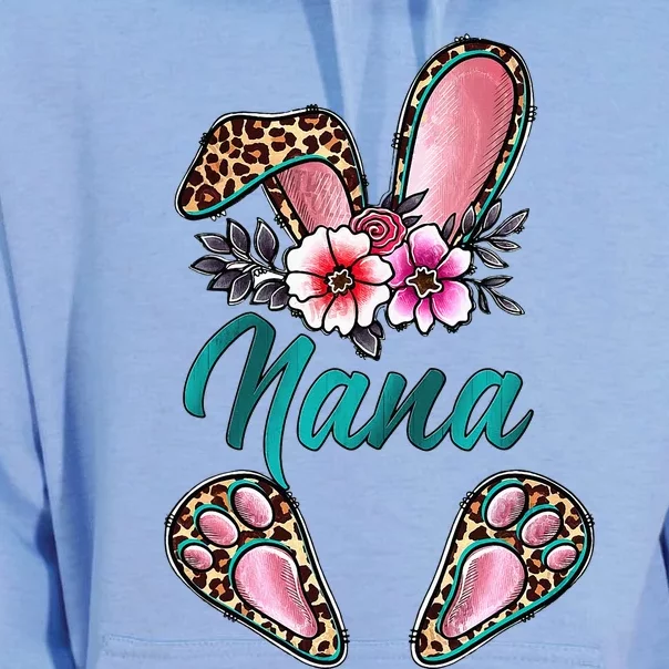 Nana Bunny Ears Easter Day Cute Leopard Print Floral Unisex Surf Hoodie