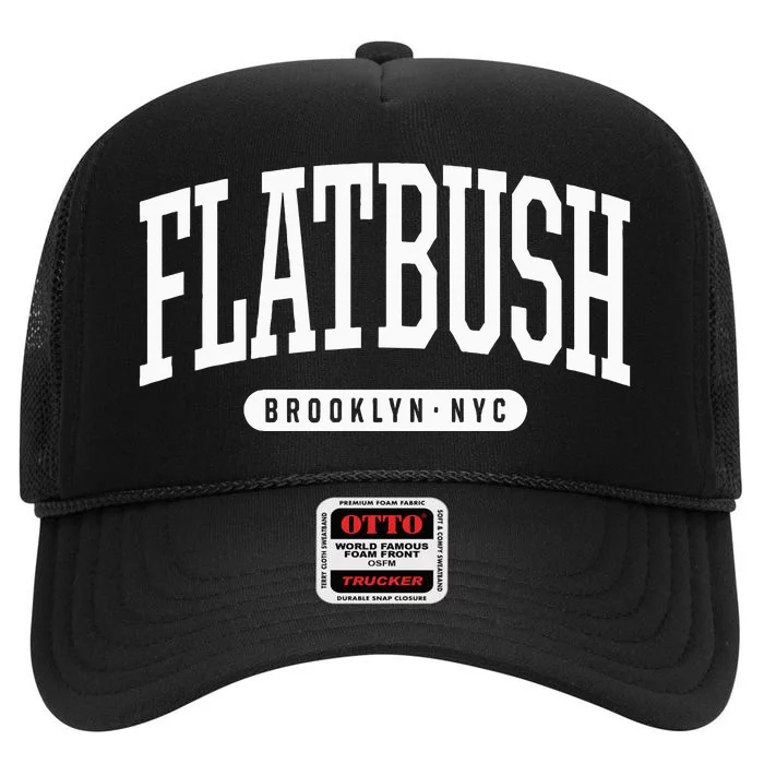 Nyc Borough Flatbush Brooklyn New York High Crown Mesh Trucker Hat