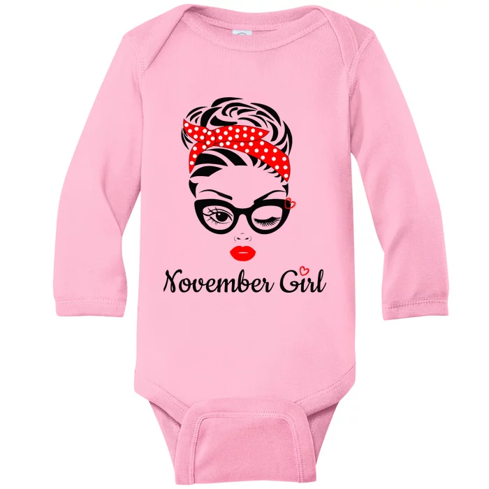 November Birthday For Born November Baby Long Sleeve Bodysuit