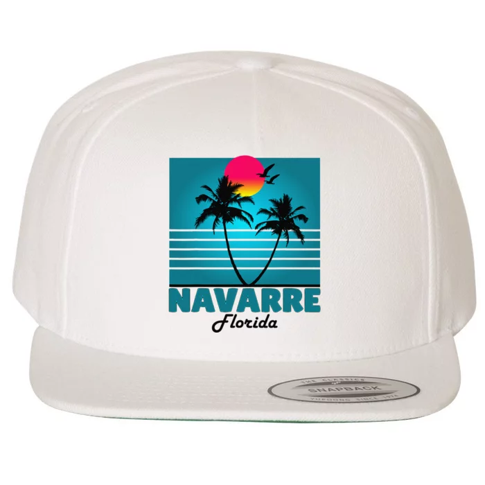 Navarre Beach Florida Fl Summer Seagulls Souvenirs Wool Snapback Cap