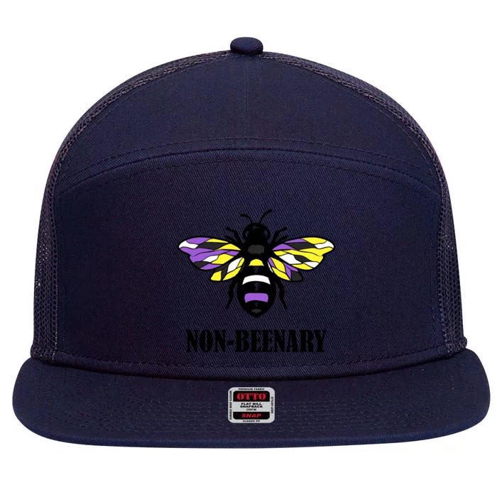 Non Binary Flag Bee Funny Proud Lgbtq Ally Nonbinary Pride Gift 7 Panel Mesh Trucker Snapback Hat