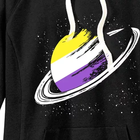 Non Binary Flag Pride Saturn Equality Lgbt Non Binary Cool Gift Women's Fleece Hoodie