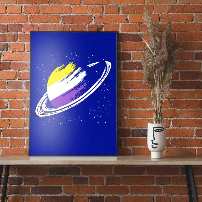 Non Binary Flag Pride Saturn Equality Lgbt Non Binary Cool Gift Poster