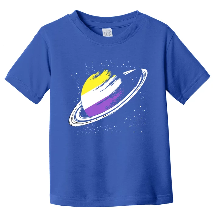 Non Binary Flag Pride Saturn Equality Lgbt Non Binary Cool Gift Toddler T-Shirt