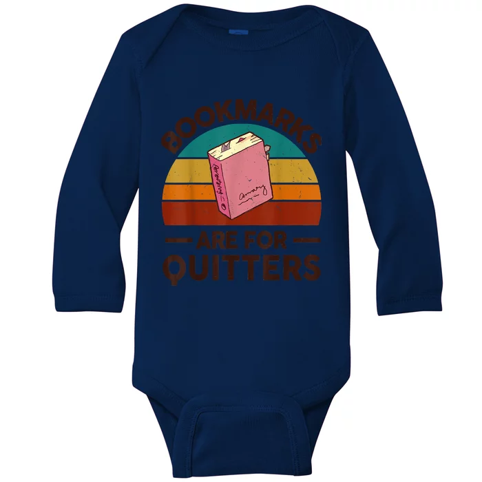 Nerdy Bookmarks For Quitter BookShirt Funny Teacher Reading Baby Long Sleeve Bodysuit