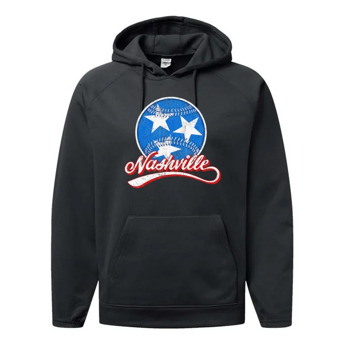 Nashville Baseball Faded Performance Fleece Hoodie