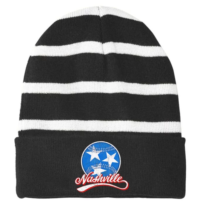 Nashville Baseball Faded Striped Beanie with Solid Band