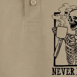 Never Better Funny Skeleton Coffee Dry Zone Grid Performance Polo