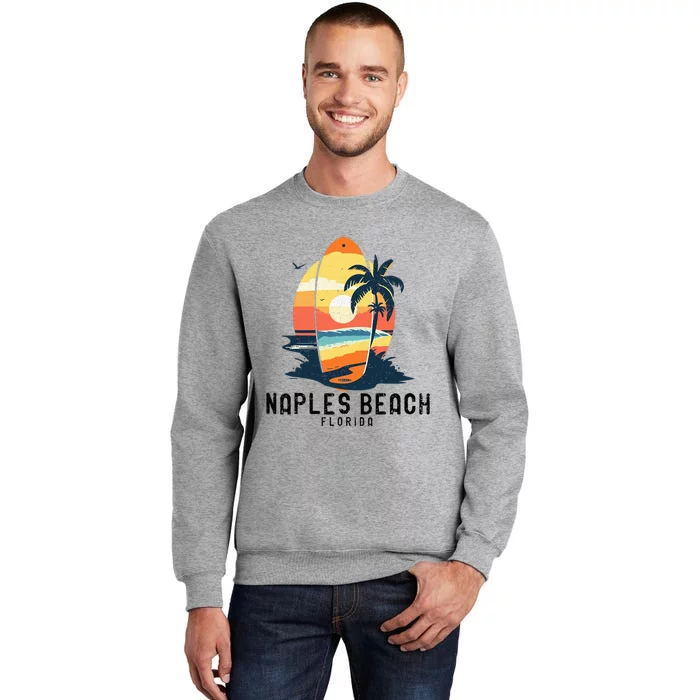 Naples Beach Florida Surfboard Waves Beach Tall Sweatshirt